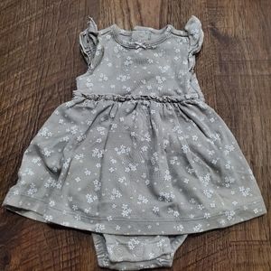 Carters Baby Girl Cotton Casual Dress Taupe Neutral Floral Bodysuit Preppy 3M